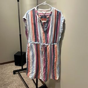 Like New Cap Sleeve Cotton Sun Dress with Waist-Tie